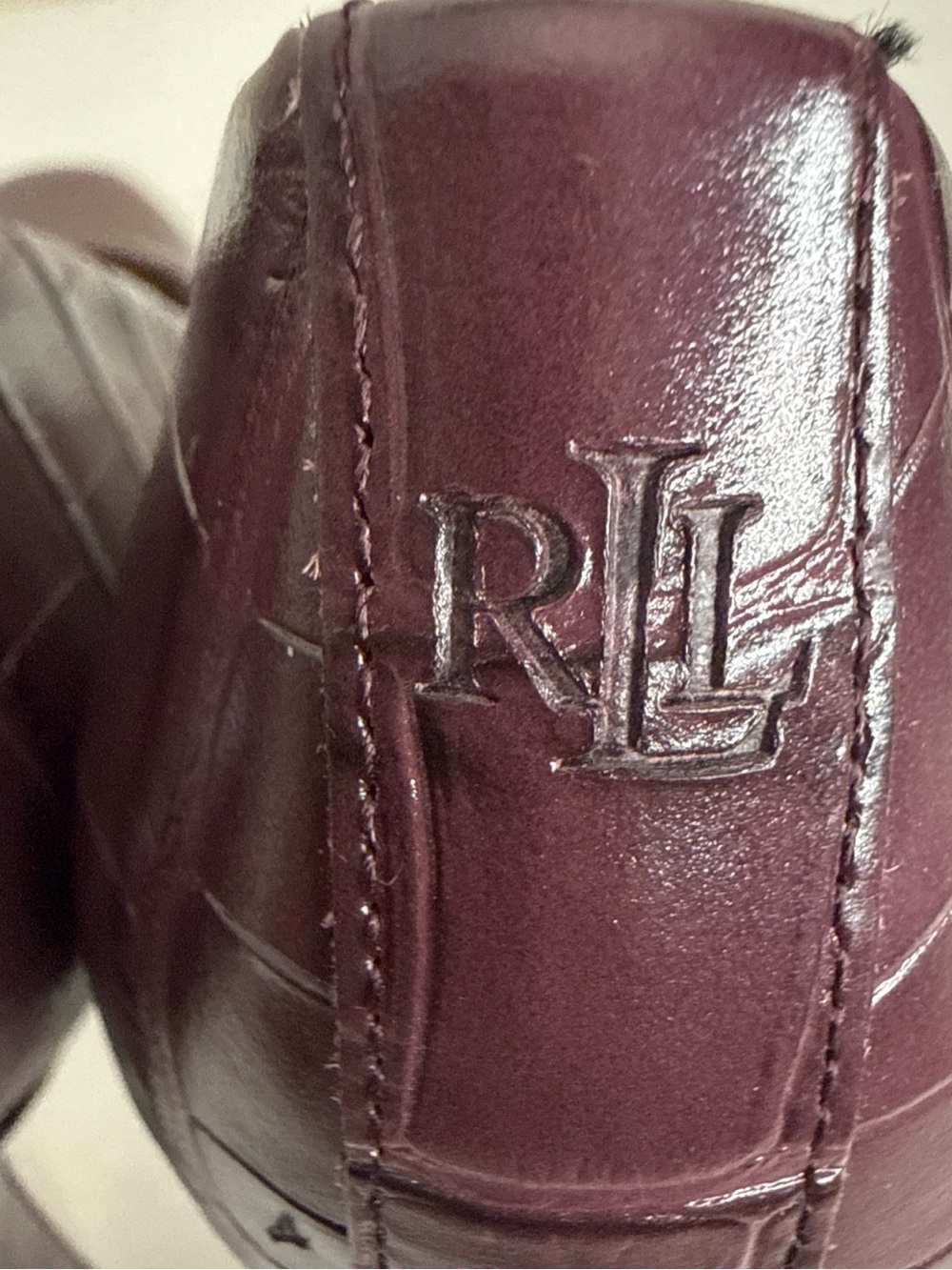 Louis Raphael Burgundy Croc-Embossed Flats - Picture 3 of 3